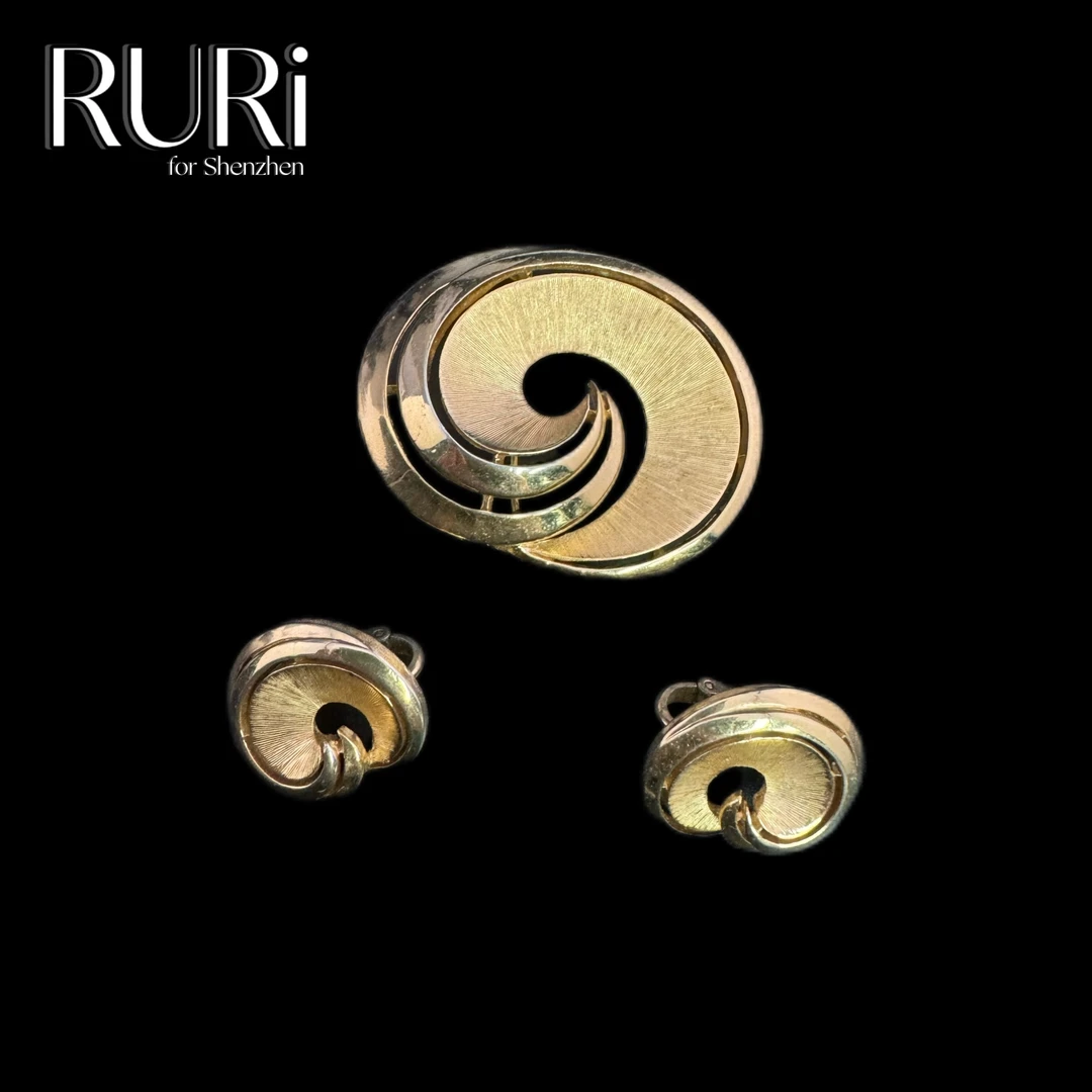 合金胸针 欧式复古翠家素金色设计感胸针套装GP