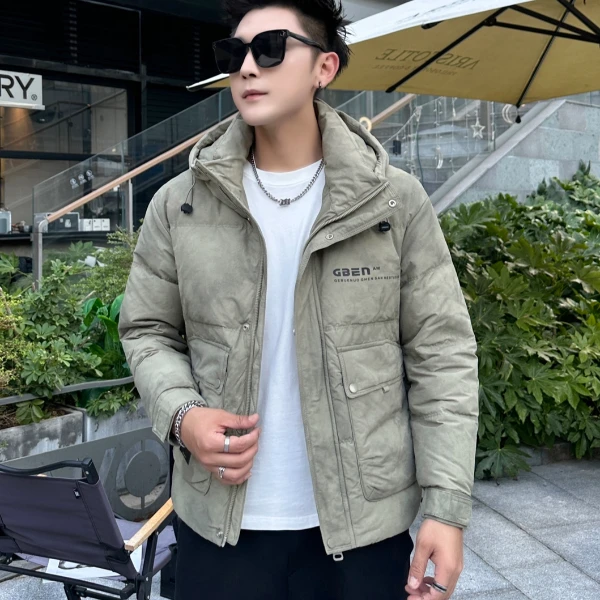 5555#冬季男士时尚休闲短款百搭连帽加厚保暖外套-【非标】