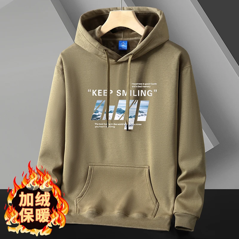 秋冬季青少年连帽卫衣纯棉加绒男士休闲运动宽松帽衫学生情侣装