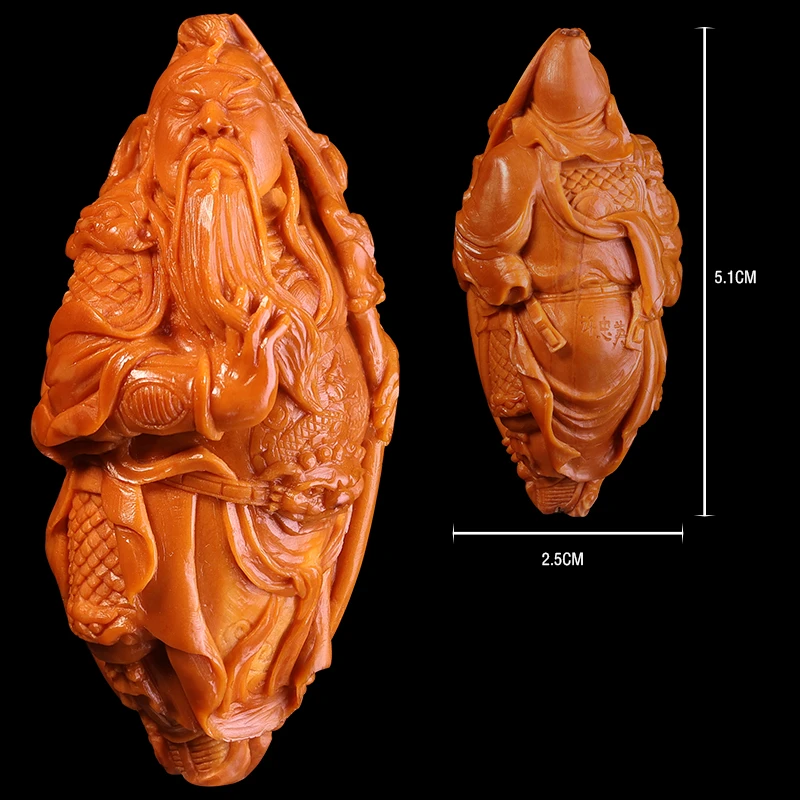 许忠英核雕关公关羽关云长单籽挂件手把件手机链苏工舟山橄榄核雕