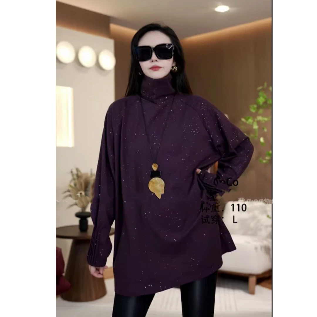 【878-L1】时尚百搭气质秋冬亮闪闪高领打底衫