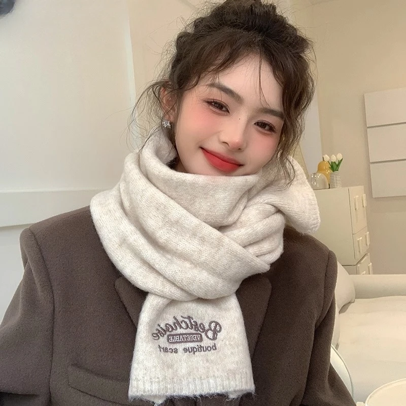 围巾女冬季2024新款羊毛混纺韩版ins潮学生高级感针织保暖围脖潮