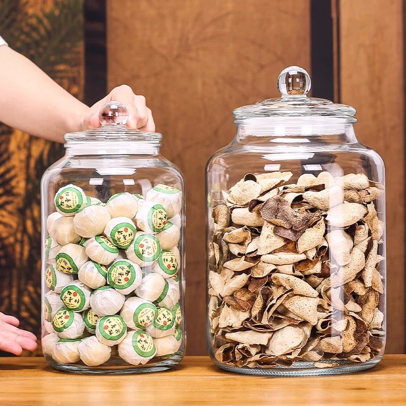 透明玻璃罐子玫瑰花茶叶罐干货药材食品级密封瓶大容量陈皮储存罐