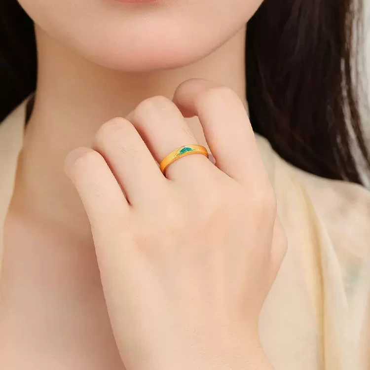 周大生国家宝藏千里江山黄金戒指情侣款足金对戒生日礼物支持刻字