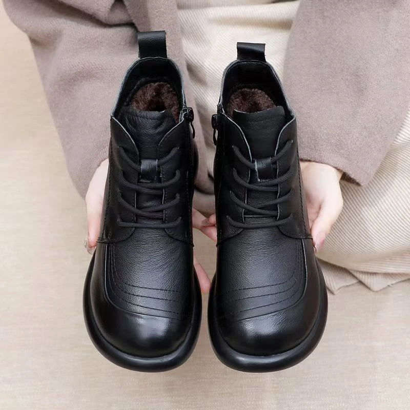 107黑色绒里断码清仓真皮短靴马丁靴