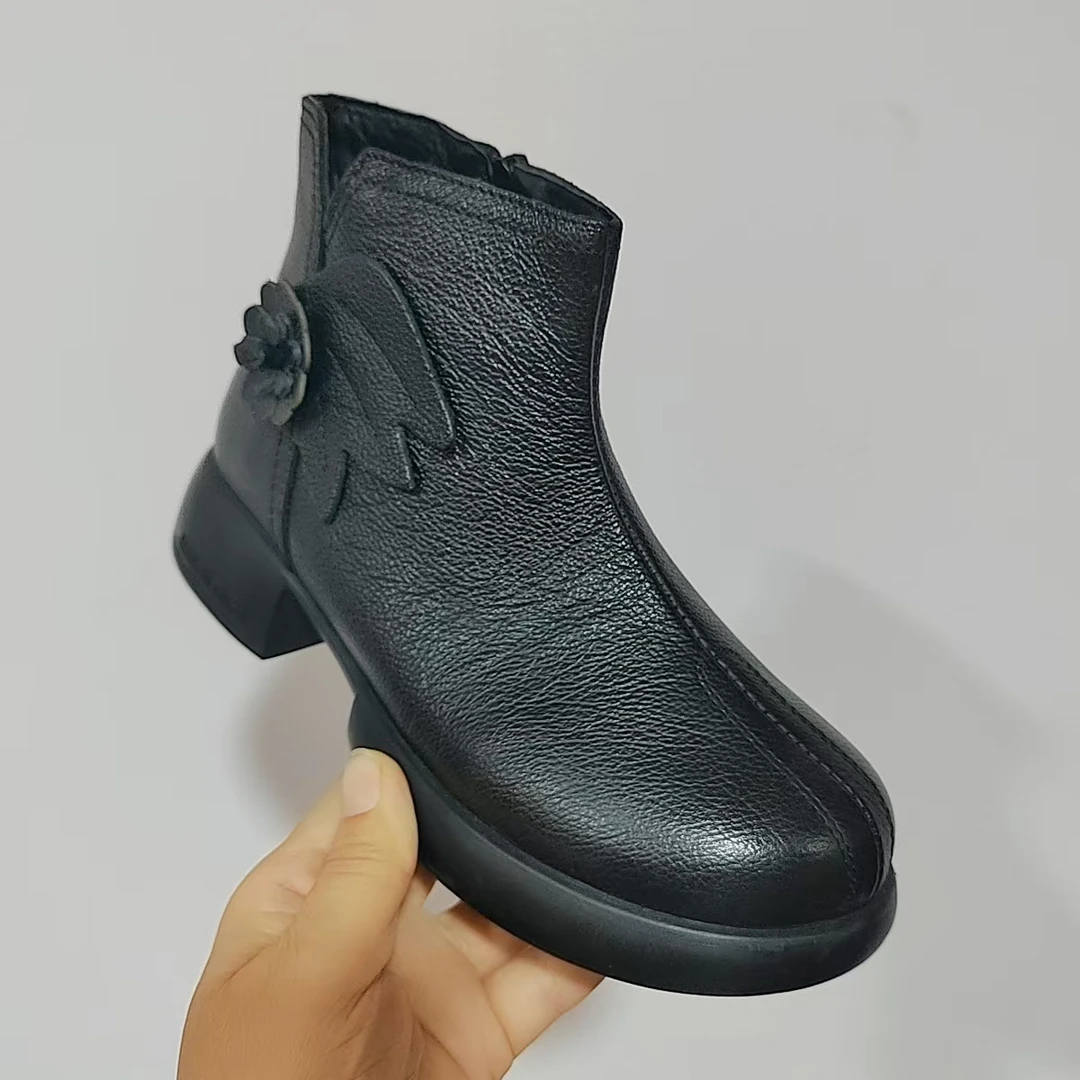 262-2黑色绒里断码清仓真皮短靴马丁靴