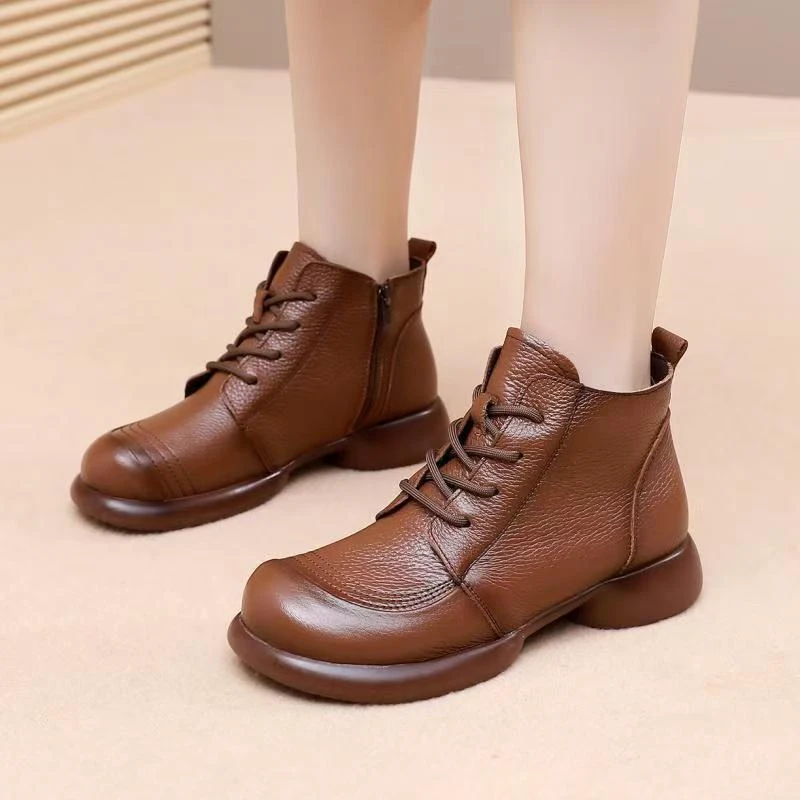 150-1棕色单里断码清仓真皮短靴马丁靴