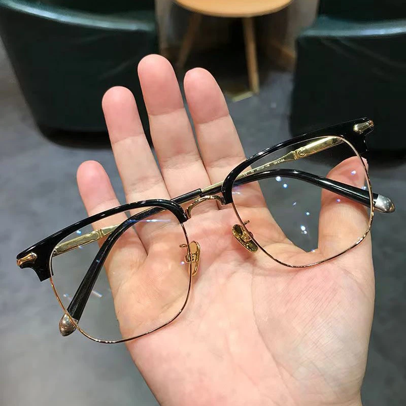 新款加大加宽眼镜男复古雕刻可配有度数近视眼镜框平光防蓝光女潮