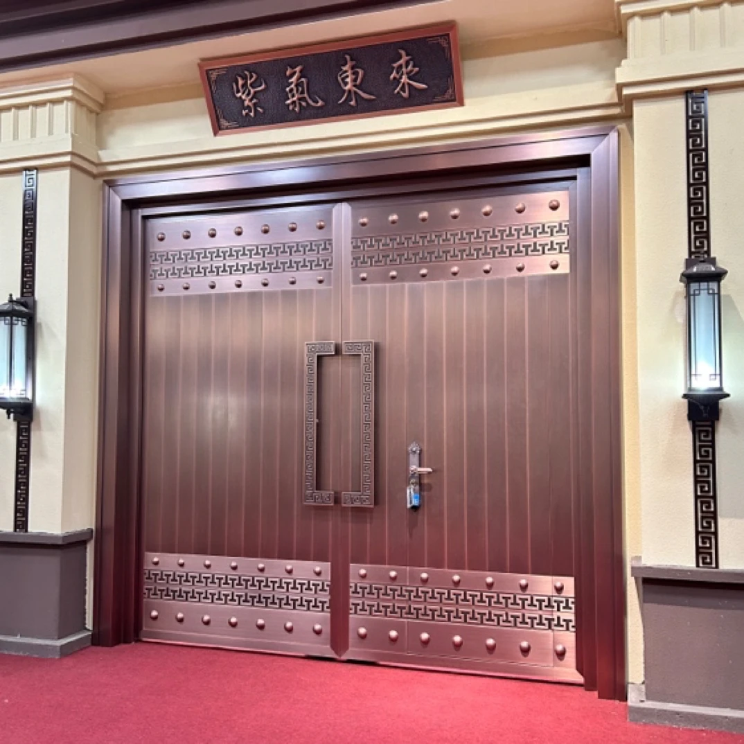 农村别墅大门高端铜门电动门四合院中式别墅门电动大门(中式复古)