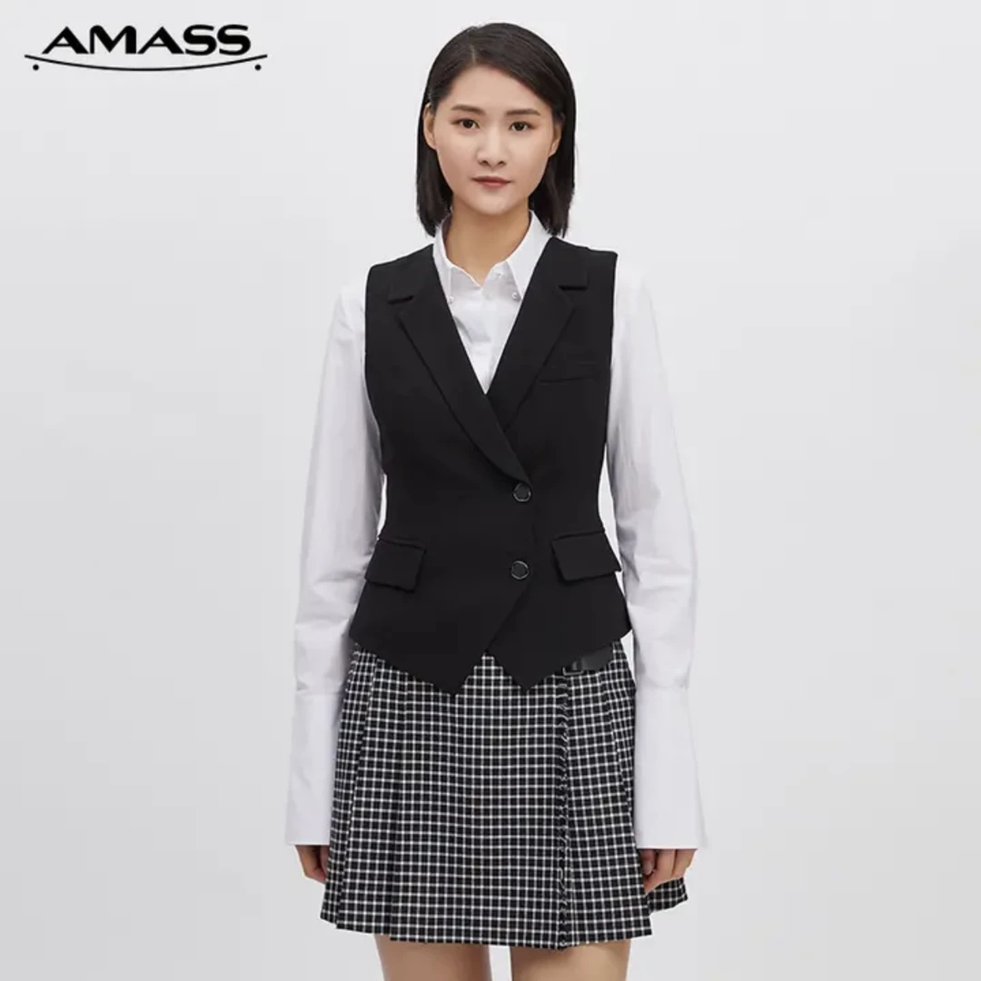 AMASS/阿玛施春秋时尚百搭收腰气质修身女士西装小马甲5400496