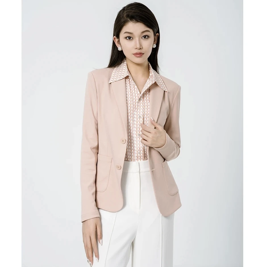 阿玛施新款洋气春秋时尚翻领职业修身简约女西装外套5400808