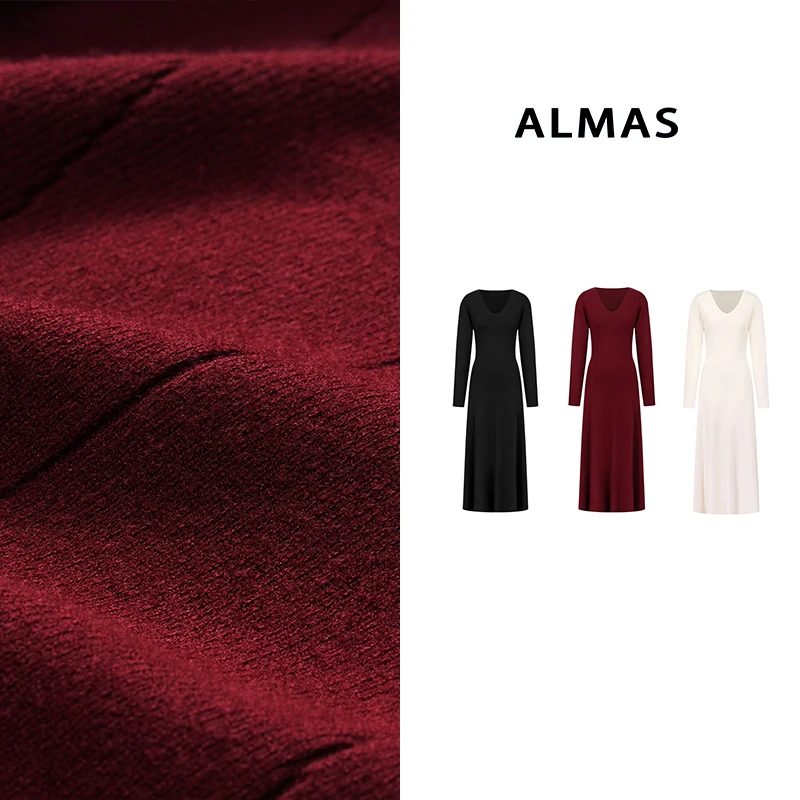 【飒姐专属】秋冬百搭单品气质长袖针织纯色连衣长裙建议158以上