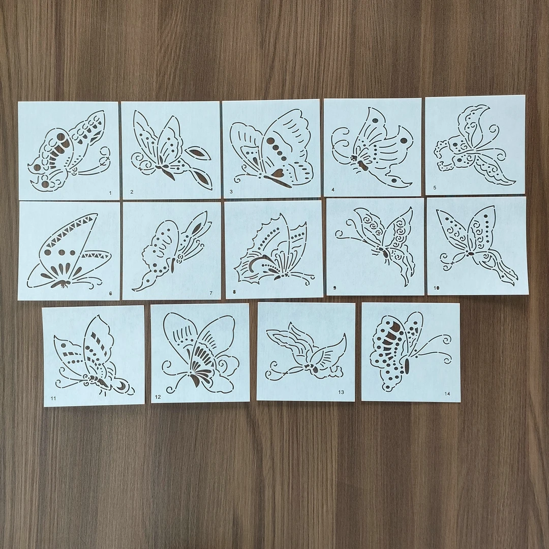 刺子绣模板 蝴蝶纹样 小杯垫 小茶席 刺绣画图软模版 可重复使用