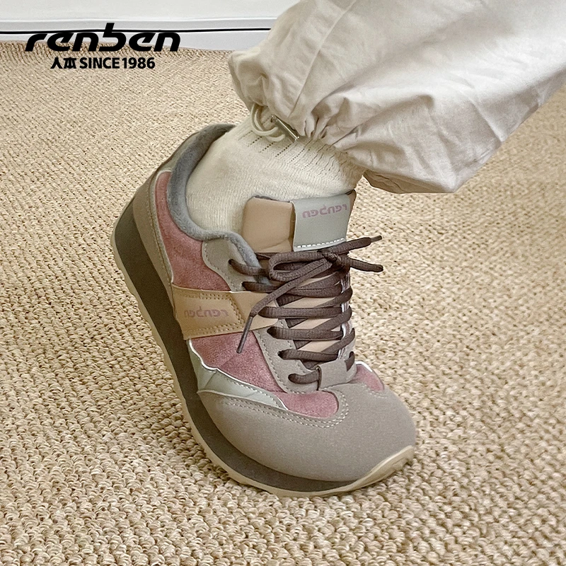 人本官方旗舰店秋季新款时尚休闲鞋保暖耐磨运动板鞋加厚加绒棉鞋