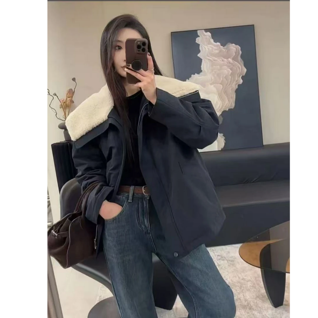 24706时尚宽松休闲大方领休闲棉服