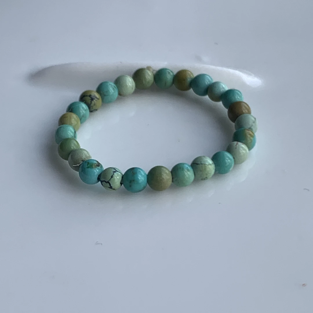 湖北十堰天然原矿绿松石小米珠圈戒指时尚彩色多宝精美手工绿色