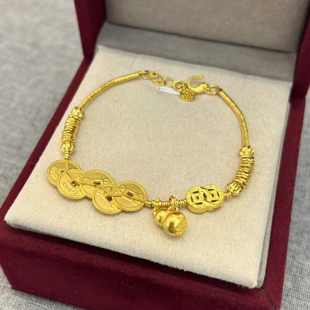 【东豪臻选】足金古法五帝币圆盘缠手链气质轻奢手串（多样性发其一）