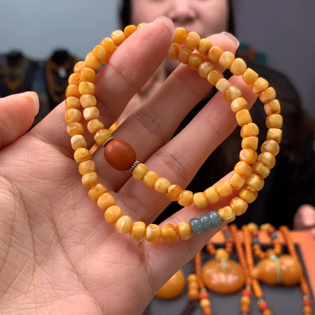 蜜蜡手串未镶嵌天然