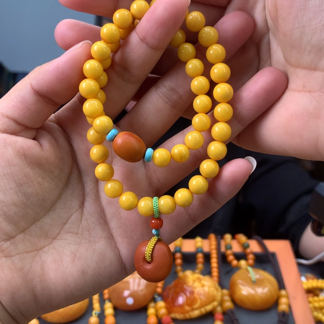 蜜蜡手串未镶嵌天然