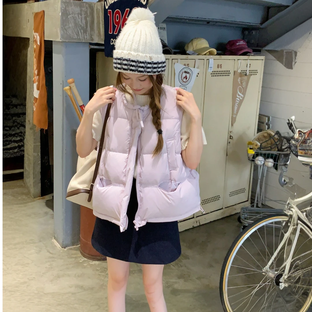 【暖欧包】2024新款秋冬高级感抽绳圆领无袖外套