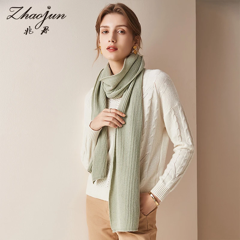 zhaojun/兆君秋冬纯色围巾防风保暖针织围巾纯山羊绒披肩ZAP5412