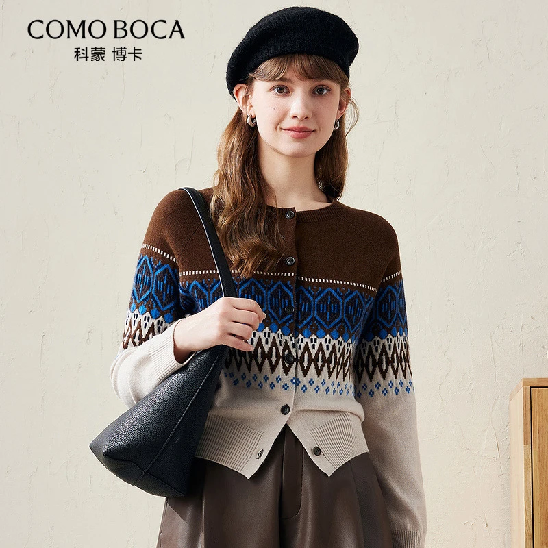 COMOBOCA/科蒙·博卡复古提花精纺秋冬民族针织时尚外套KSS1474