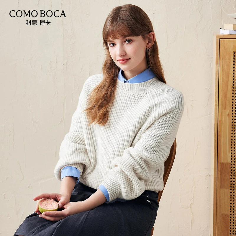 COMOBOCA/科蒙·博卡24秋冬加厚绵羊毛衫金银丝针织毛衣女KSS6138