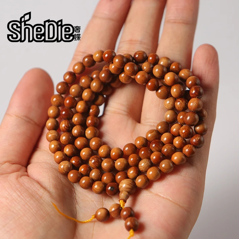 奢蝶猛犸象牙咖料猪肝红圆珠108佛珠项链男女念珠手串文玩