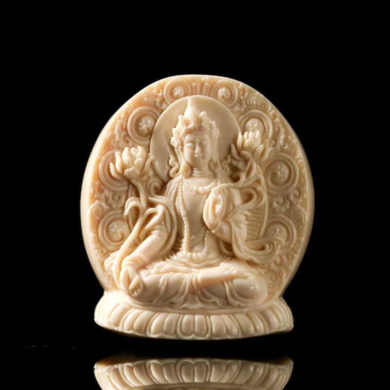 奢蝶猛犸象牙圆渡母挂件陈烁大师手工精雕冰料吊坠牌子