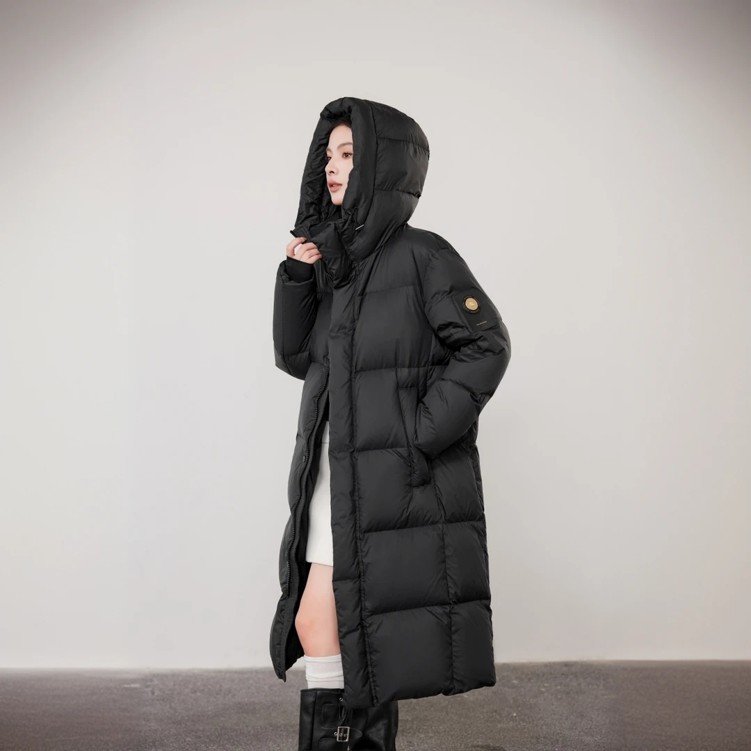 【GD2-方标宽松版】2024年加厚情侣款长款连帽保暖过膝羽绒服