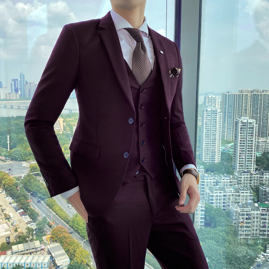 男士西服套装韩版修身结婚礼服新郎伴郎职业小西装