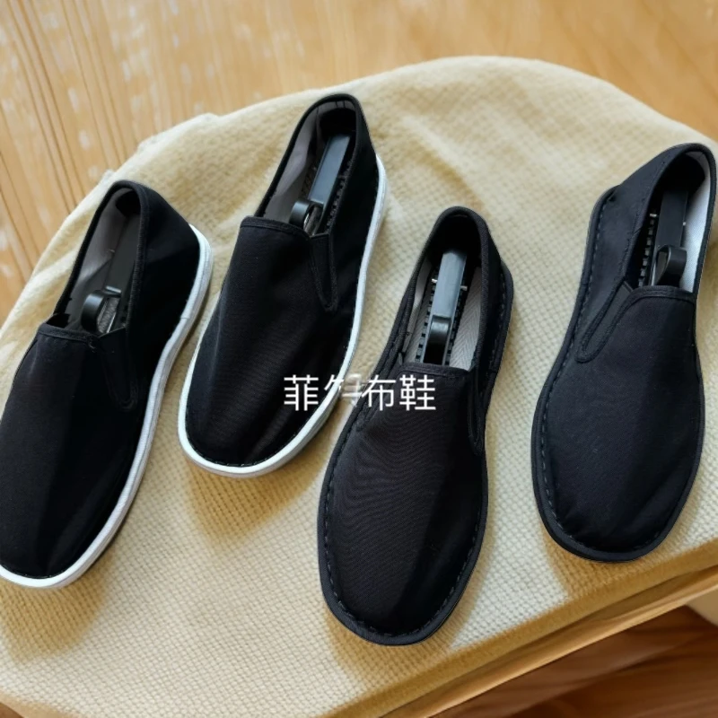 男女士休闲舒适中老年爸爸工作鞋黑色百搭开车鞋千层底老北京布鞋
