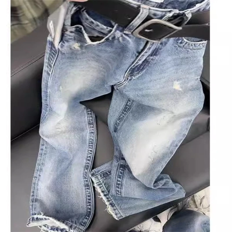 2024新款宽松直筒牛仔裤女高腰显瘦遮胯秋季大码美式复古阔腿裤子