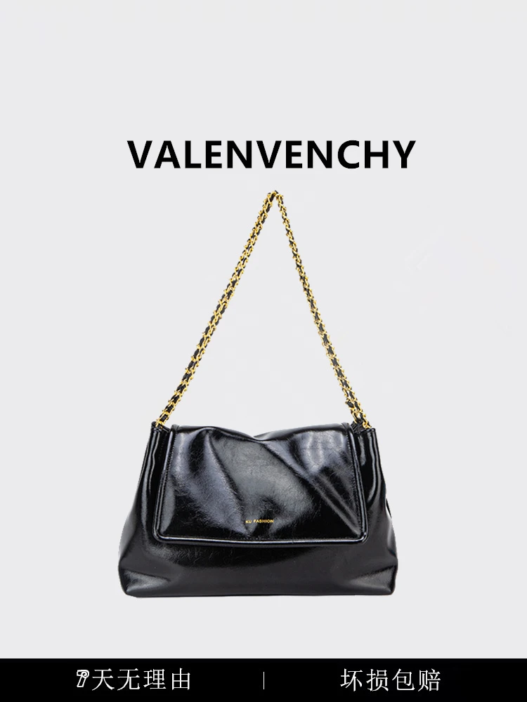 VALENVENCHY/华伦曼祺 秋冬褶皱链条斜挎包大容量百搭时尚手提包