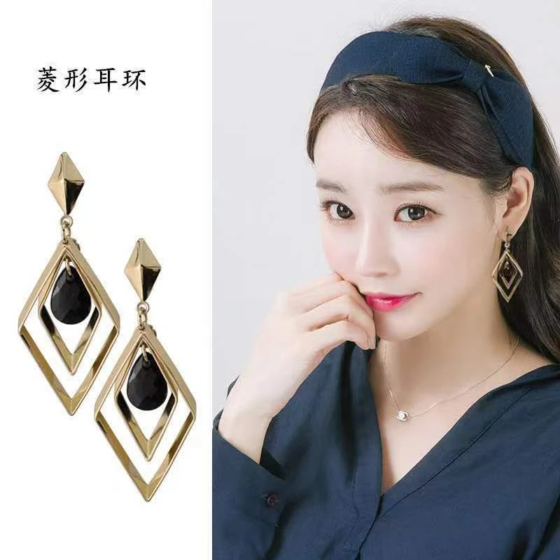 合金亚克力耳饰 【22】菱形耳环女韩国名媛气质简约耳饰个性