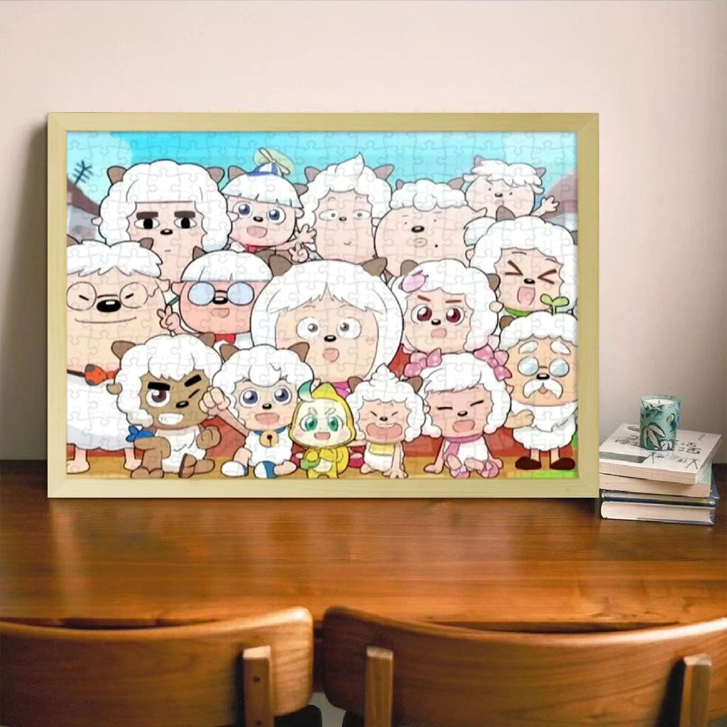 喜羊羊与灰太狼拼图木制 diy动漫益智高难度手工玩具生日礼物拼图