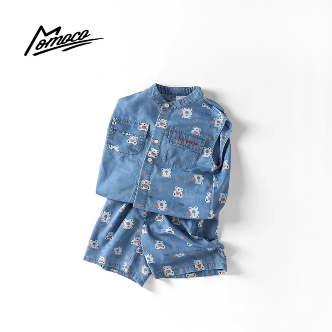 MOMOCO夏季男童卡通小熊牛仔两件套75230578035