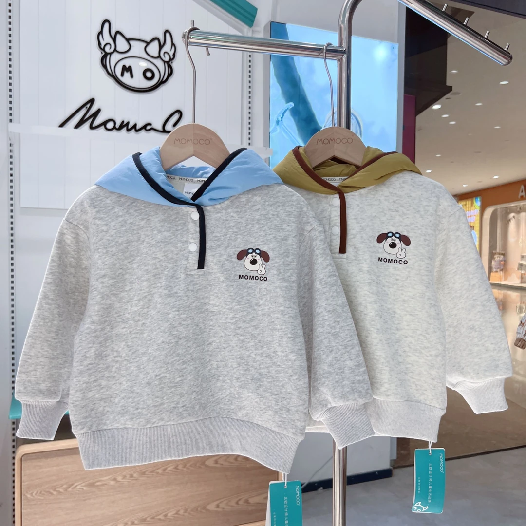 MOMOCO冬季连帽小狗卡通卫衣休闲长袖加绒加厚卫衣75430232123