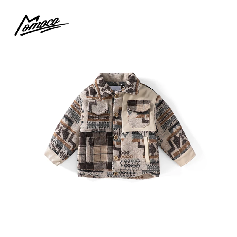 MOMOCO冬季新款男童时尚拼接韩版复古外套75430232028