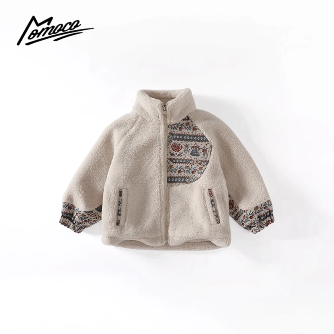 MOMOCO男童秋季复古拼接毛毛外套75430123004