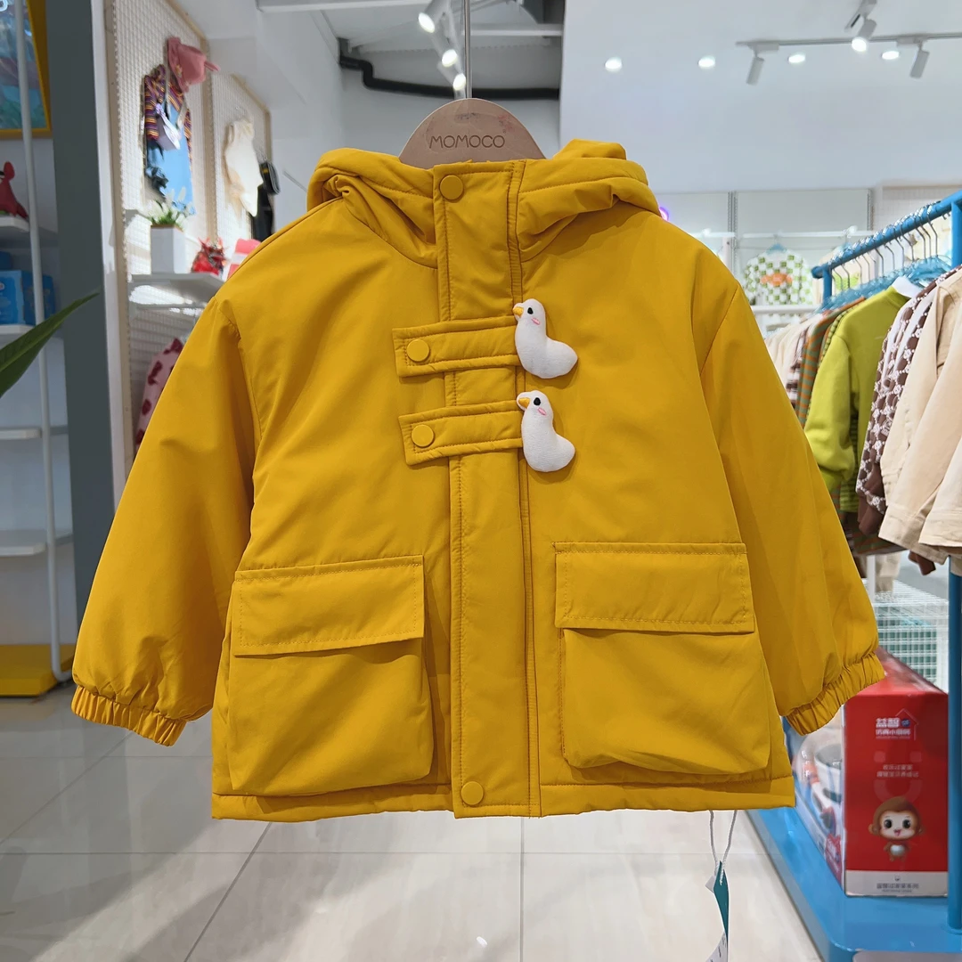 MOMOCO（小黄鸭系列）冬季男女童加厚棉服潮流拼接外套75430101075