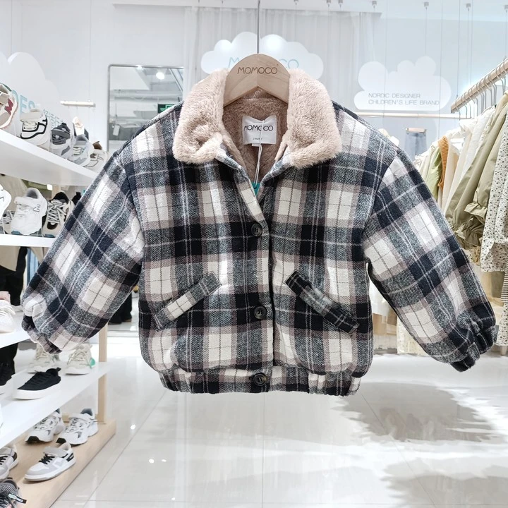 MOMOCO冬款男童韩系格子棉服79430101021