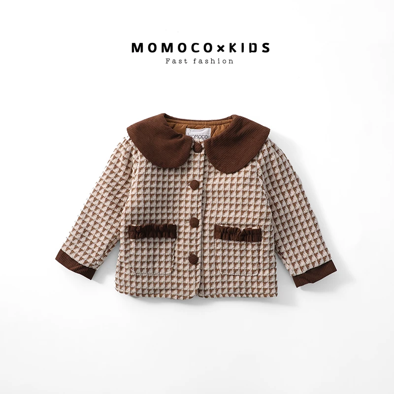 MOMOCO儿童女童外套洋气百搭休闲韩版时尚格子外套76830101203