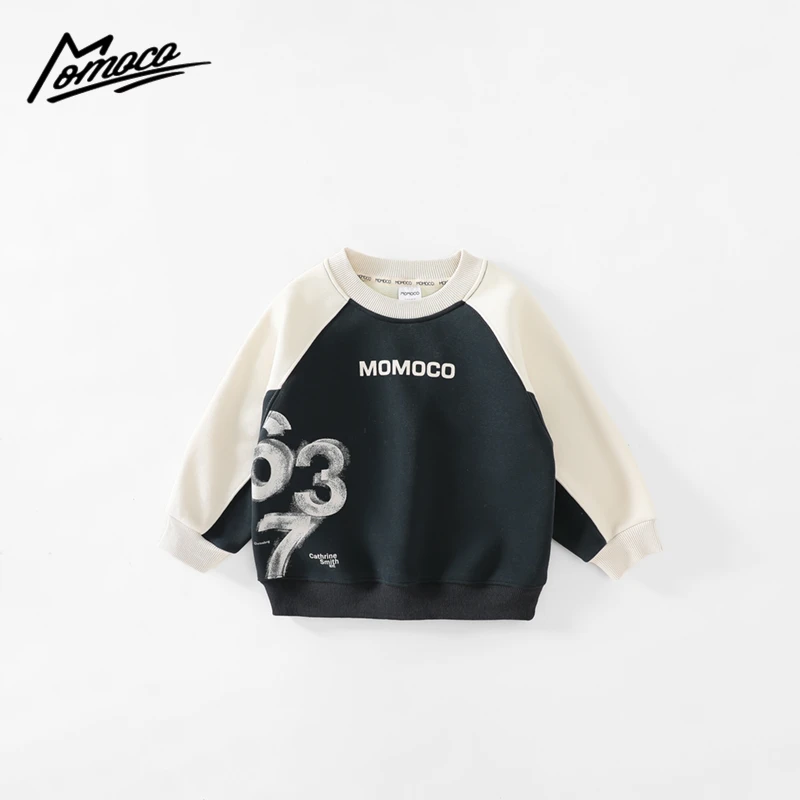 MOMOCO冬季新款男童加绒保暖韩版休闲带标卫衣75430232039