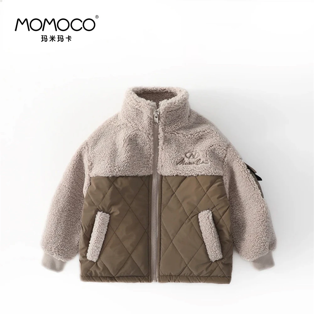 MOMOCO（清仓）冬季男童字母拼接毛毛加绒外套76430123202