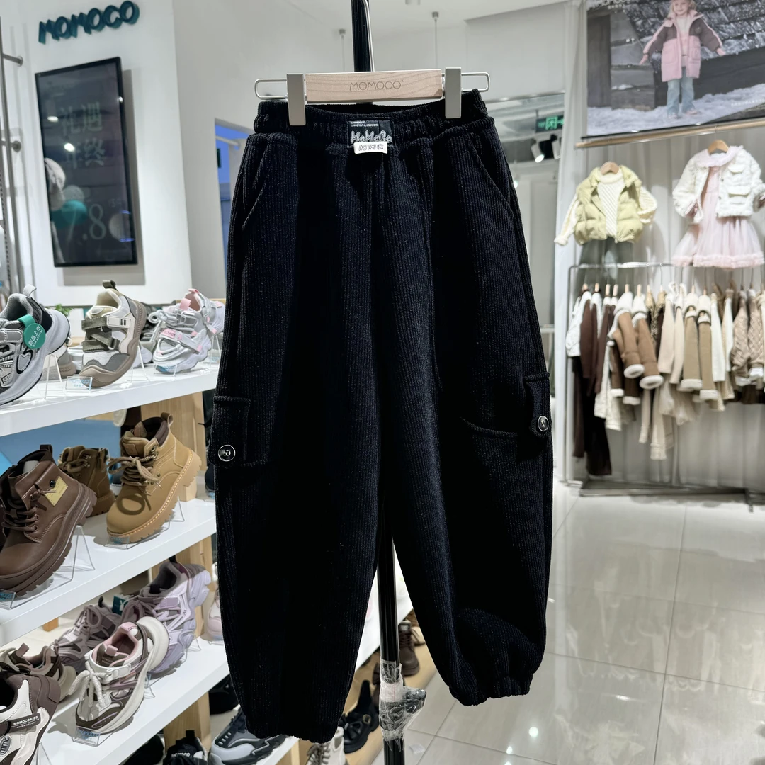 MOMOCO冬季男童加绒工装裤男童休闲裤长裤韩版宽松75480354001