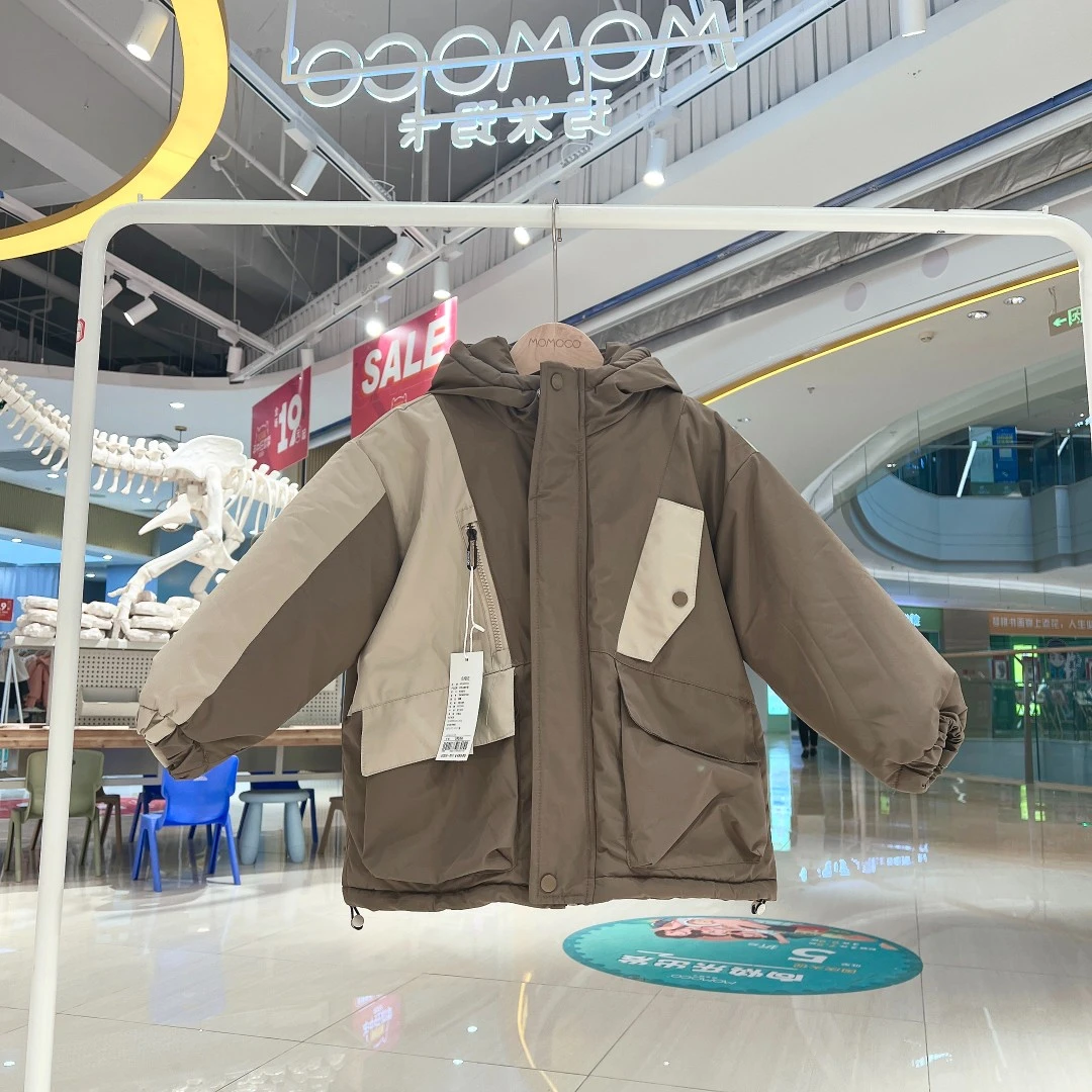 MOMOCO（清仓）冬季男童拼色连帽外套儿童休闲撞色76430101201