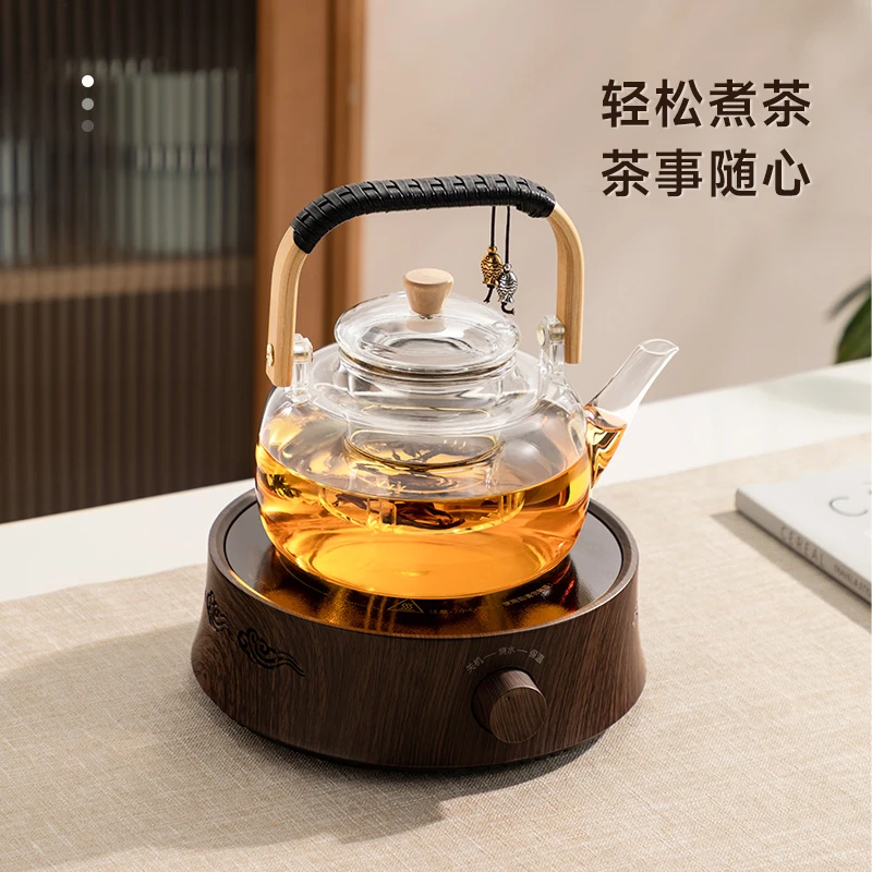 玻璃茶壶家用大容量泡茶壶耐高温煮茶壶办公室蒸煮两用过滤提梁壶