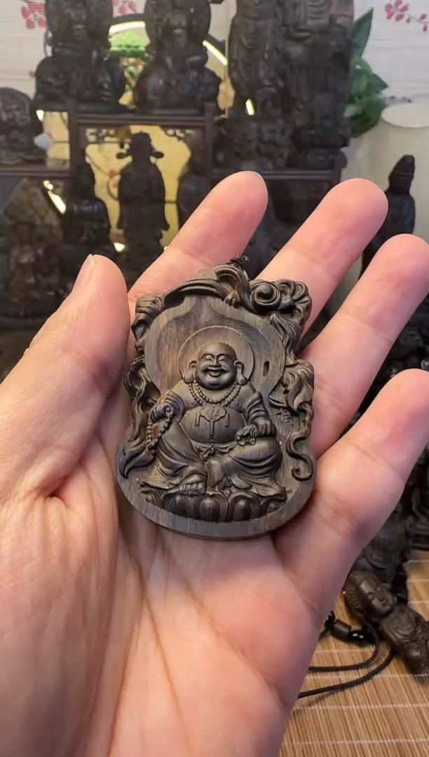 【闪购商品】香木(福禄弥勒)葫芦形脖挂牌