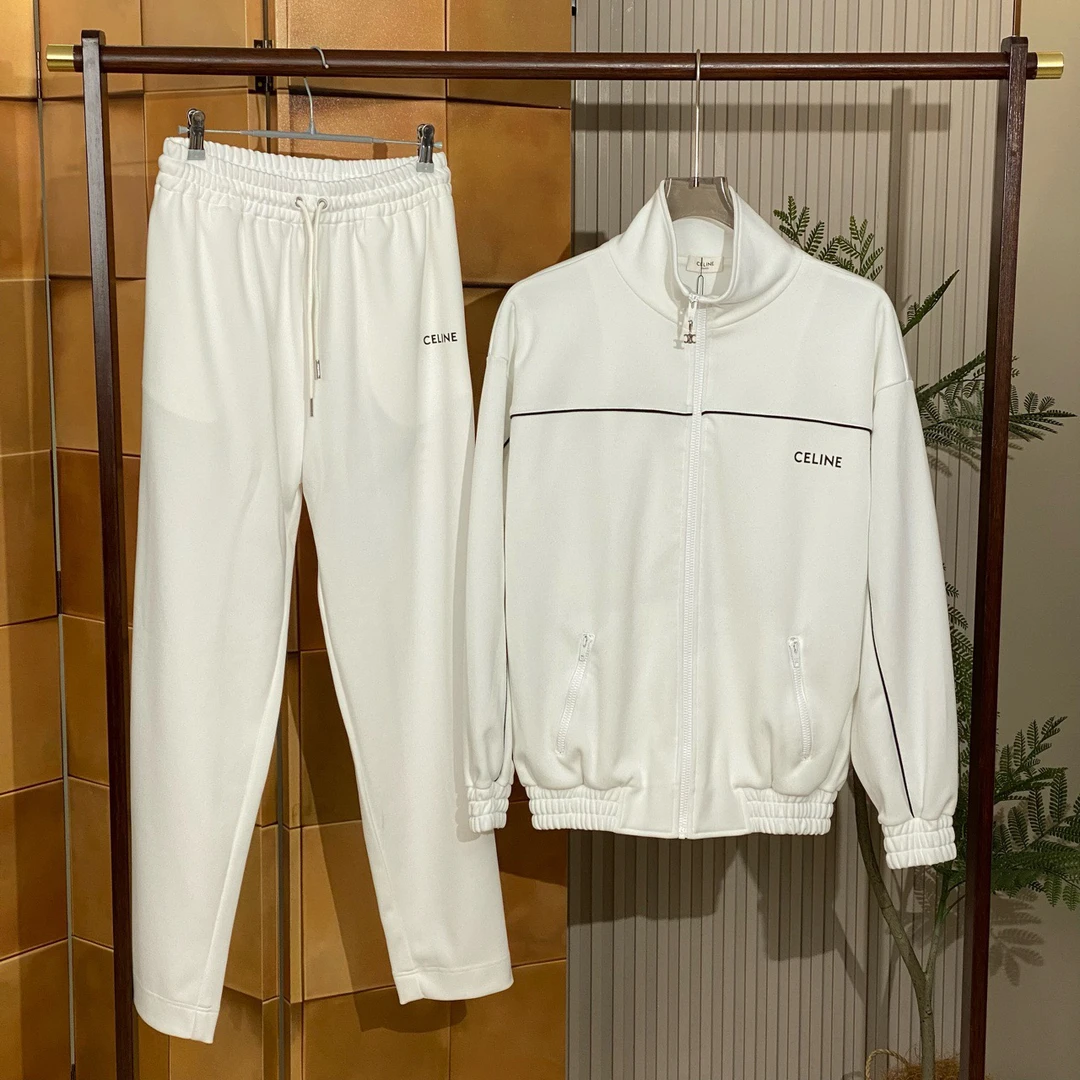 Celine 22ss新款白色字母logo长裤/os s码/99新/女17437